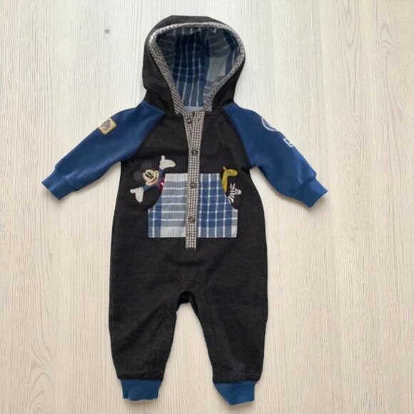 Disney Store Mickey Mouse Embroidered Hoodie Jumpsuit 3-6 Months (up to 68 cm) - Picture 2 of 12